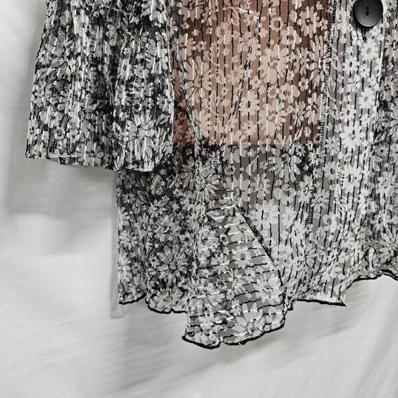 Damee Inc. Sheer Net Sequined Wired Collar Women Jacket Size XL Floral - Picture 9 of 13